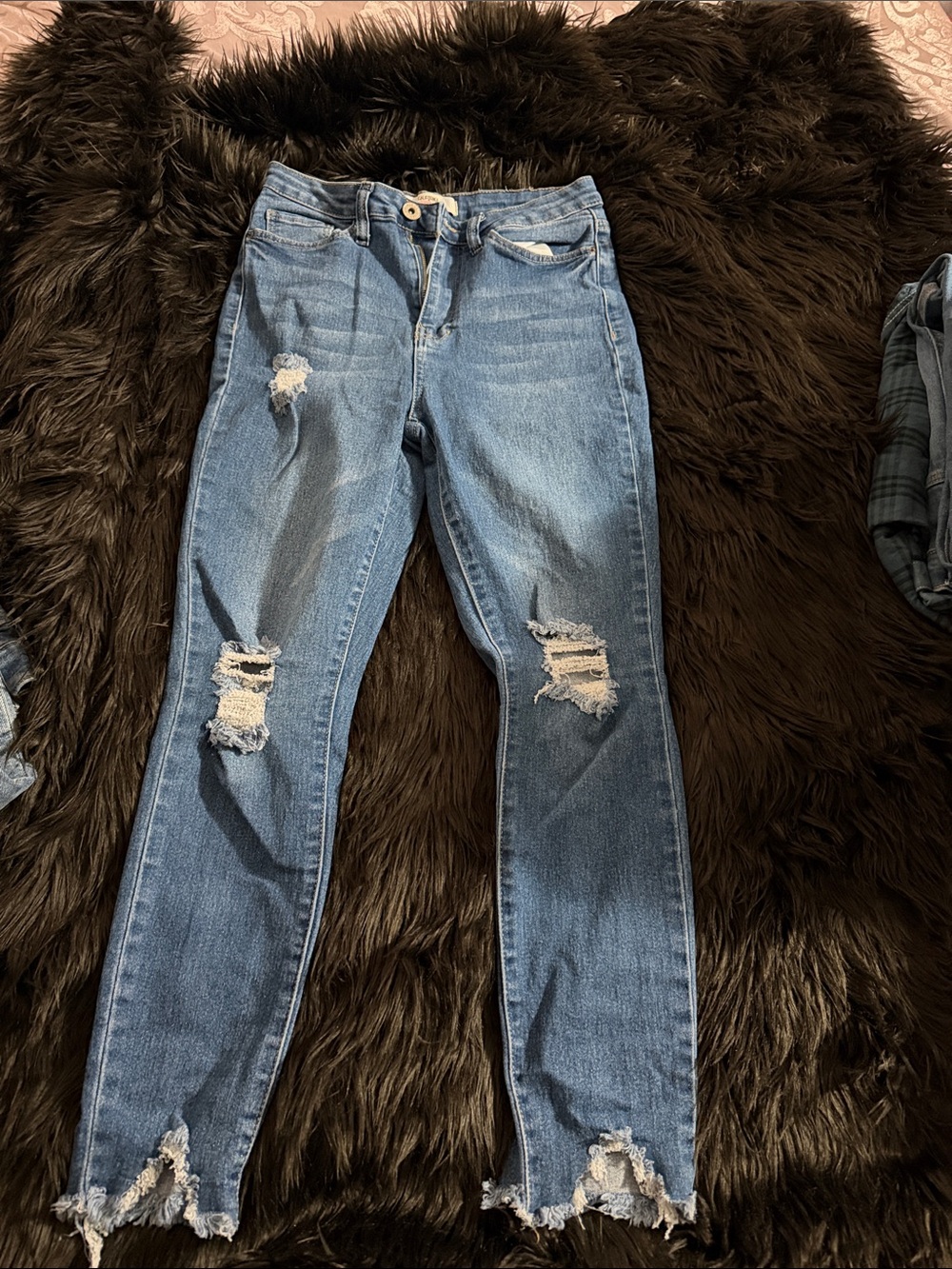 Skinny Distressed Blue Ripped Jeans for Women